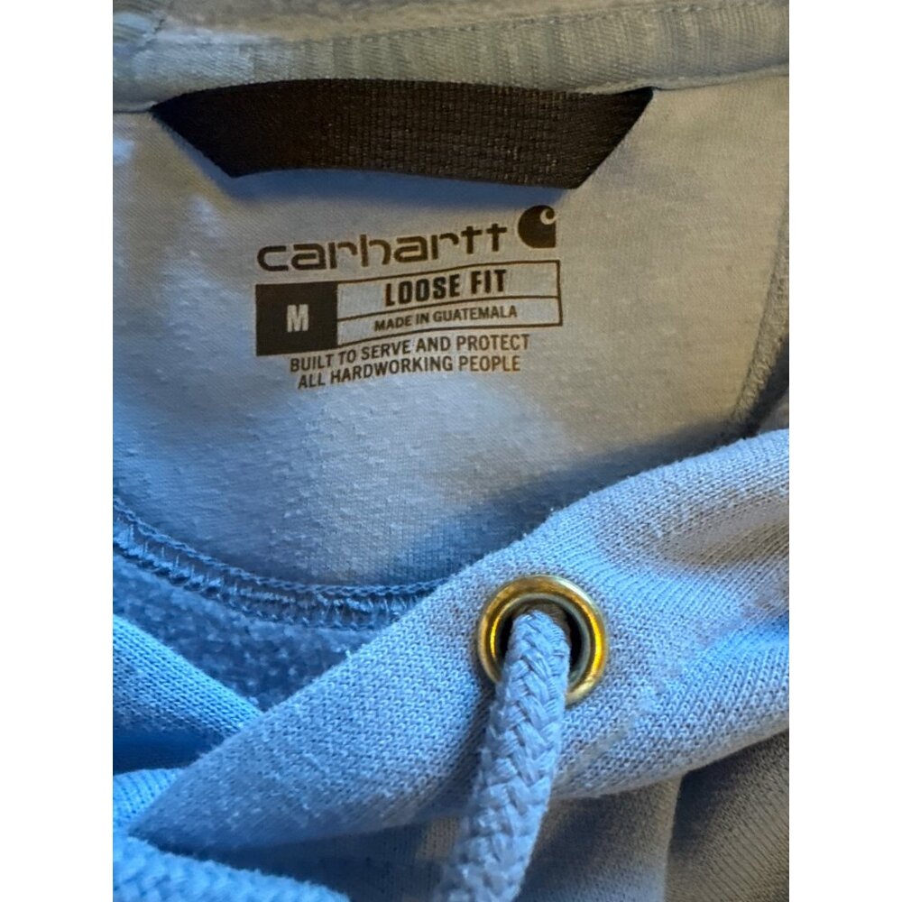 Carhartt K288 Hoodie Men's M Loose Fit Blue Neon Logo Sleeve TS02880M Workwear - Picture 3 of 9